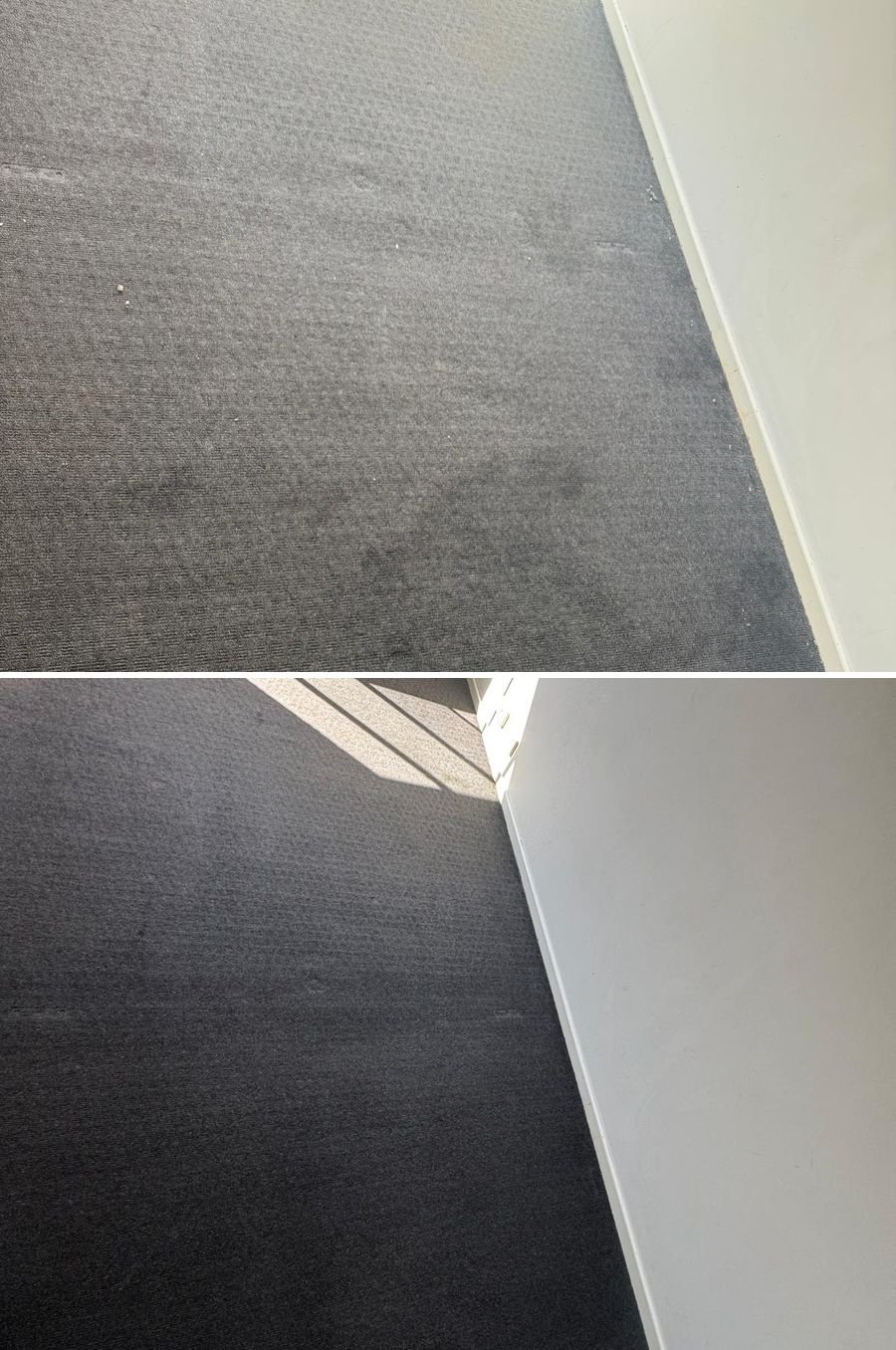 Grey bedroom carpet before and after carpet steam cleaning