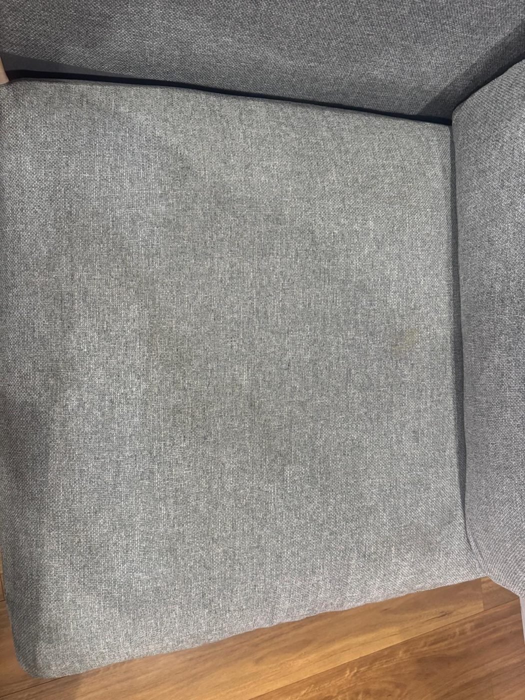 Grey fabric sofa cushion clean and even after couch cleaning