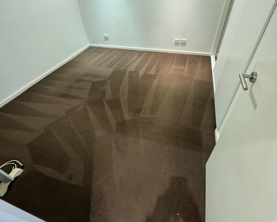Bedroom carpet freshly steam cleaned in Melbourne, even wand lines across the pile