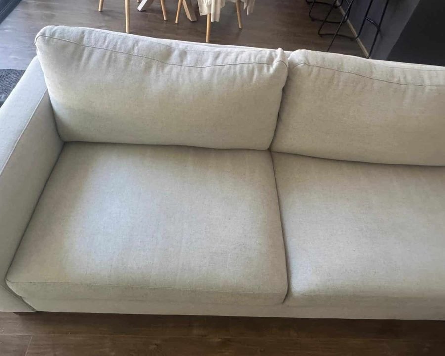 Cream fabric couch clean and even after couch cleaning in a Melbourne home