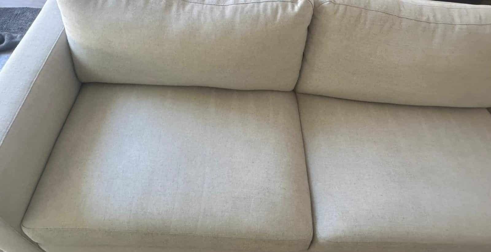 Cream fabric couch clean and even after couch cleaning in a Melbourne home