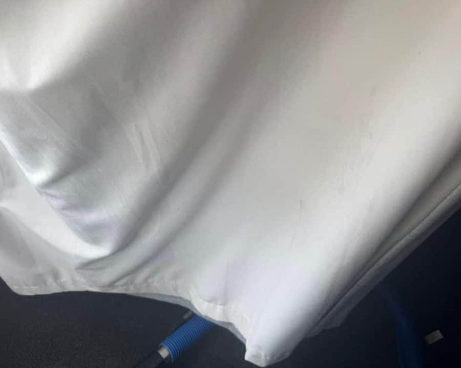 White curtain clean along the hem after curtain cleaning in Melbourne