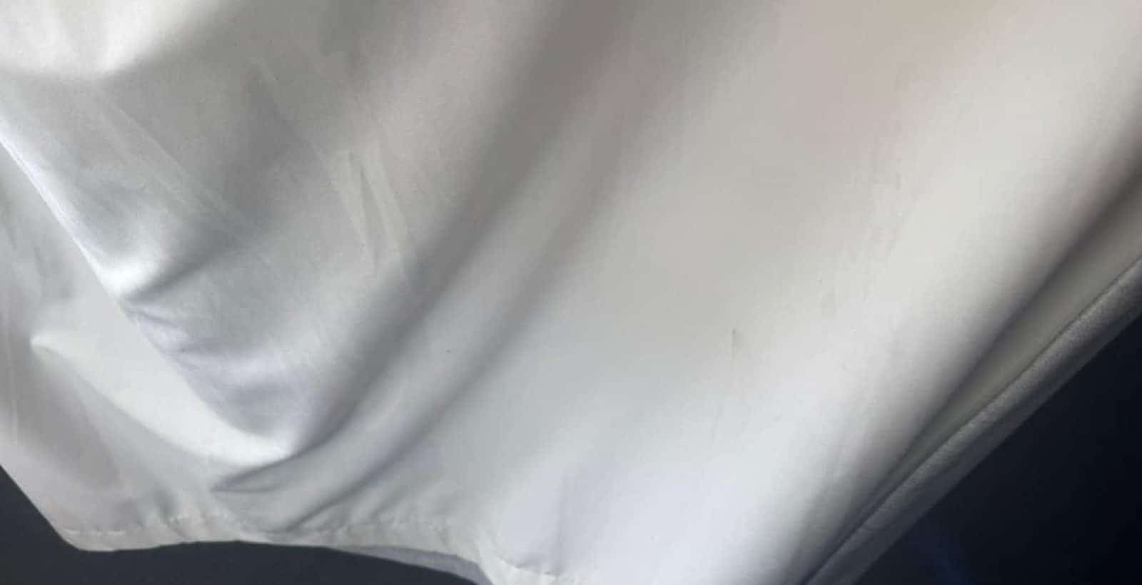 White curtain clean along the hem after curtain cleaning in Melbourne