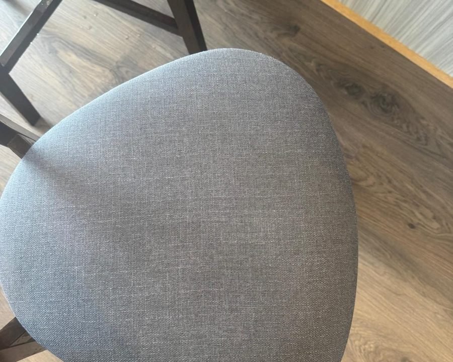 Grey fabric dining chair seat clean and even after upholstery cleaning in Melbourne